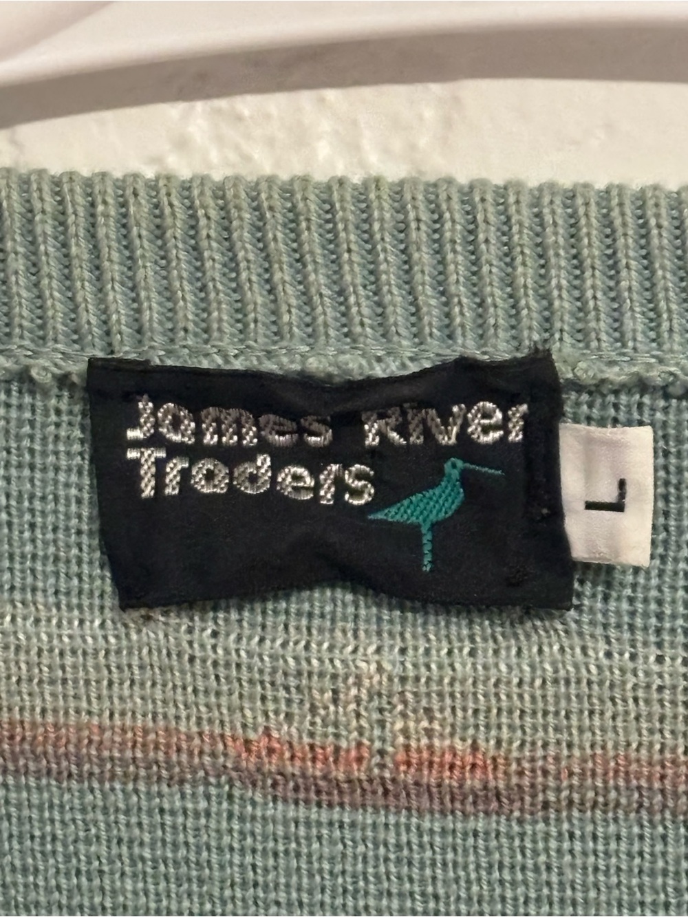 Vintage 80s/90s Crewneck Sweater in Sage Green with Sailboat Motif - Picture 2 of 7